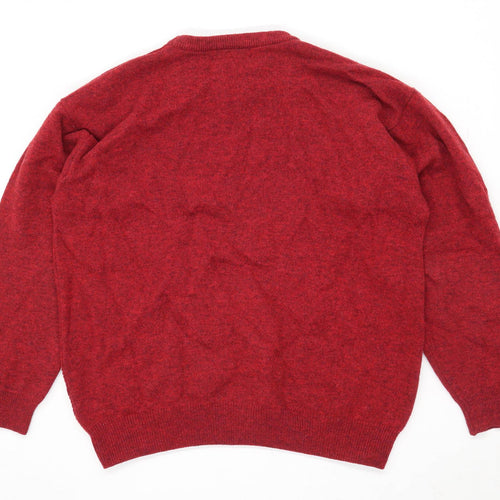James Pringle Mens Size M Wool Geometric Red Jumper