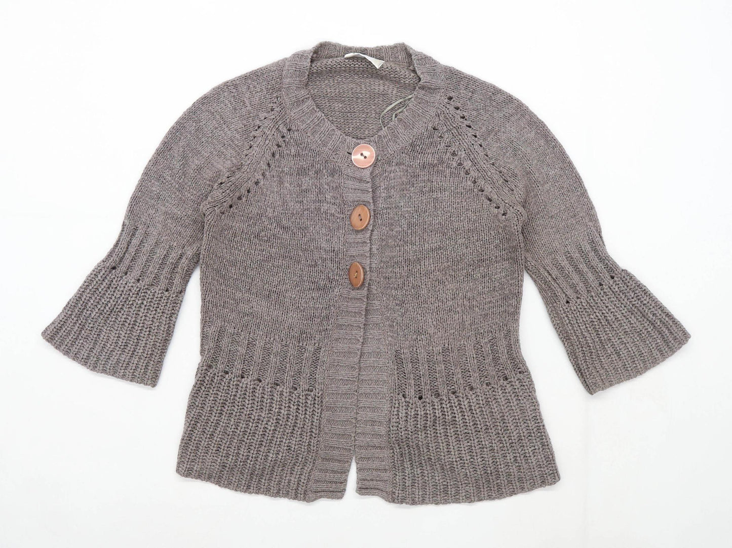 BHS Womens Size 10 Textured Brown Cardigan (Petite)