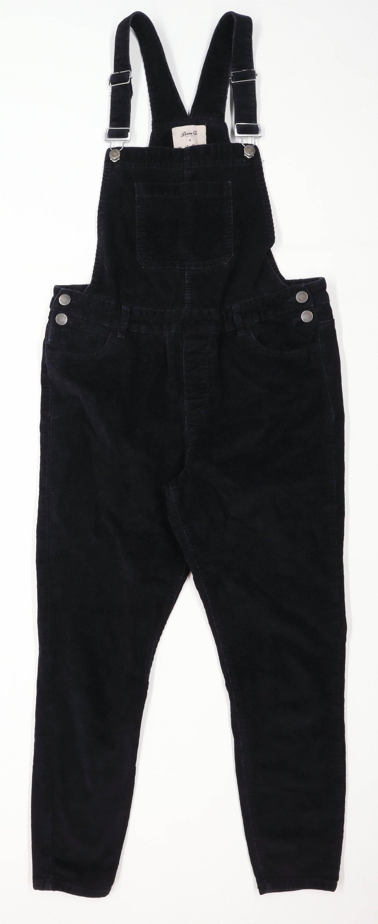 Womens Primark Black Corduroy Dungarees Size 14/L25