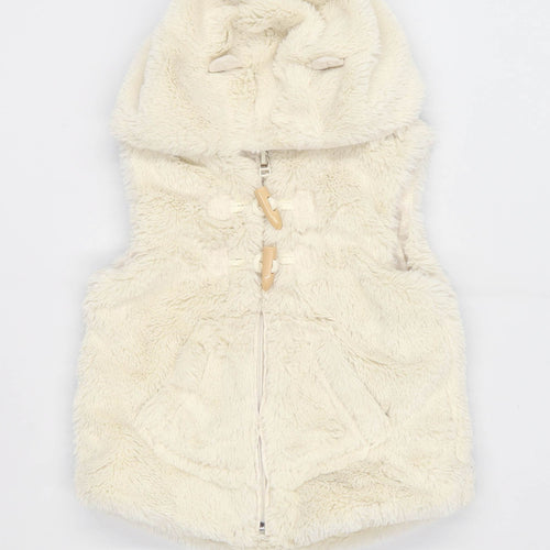 Next Girls Cream Fluffy Gilet Age 3-4 Years