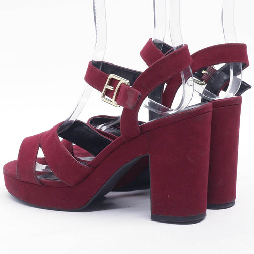 New Look Womens UK Size 7 Burgundy Suede Heels