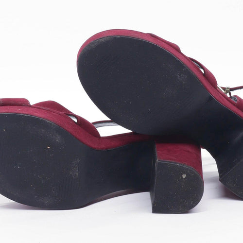 New Look Womens UK Size 7 Burgundy Suede Heels
