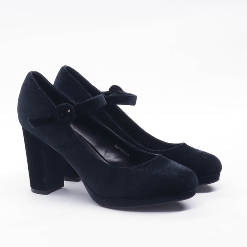 New Look Womens UK Size 6 Black Velvet Heels