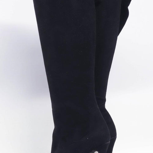 Preworn Womens UK Size 5 Black Suede Boots