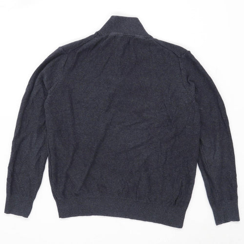 Savile Row Company Mens Size M Cotton Grey Quarter Zip Jumper