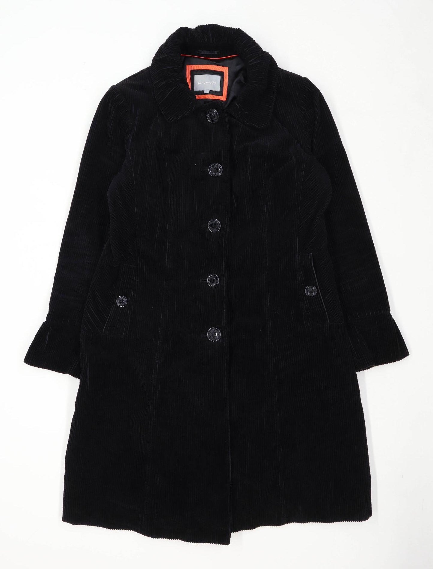 Per Una Womens Size 12 Corduroy Textured Black Coat