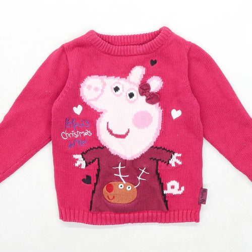 Nutmeg Girls Pink Peppa Pig Christmas Jumper Age 3-4 Years