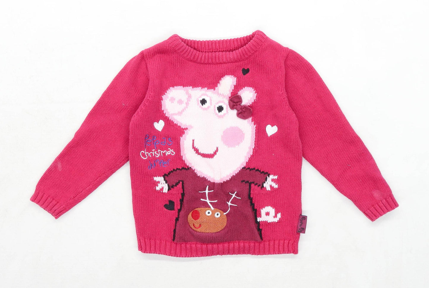 Nutmeg Girls Pink Peppa Pig Christmas Jumper Age 3-4 Years