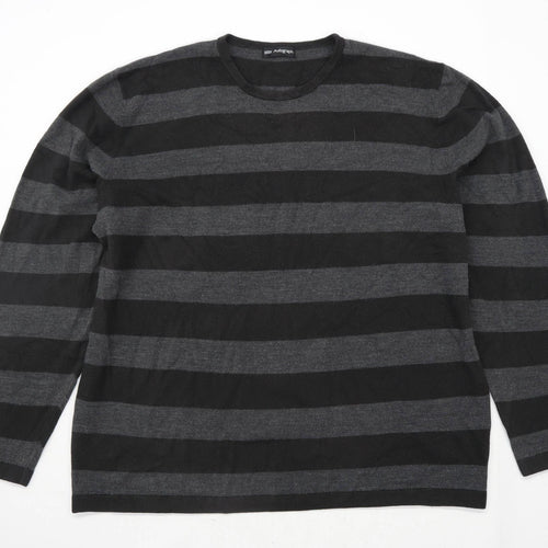 Marks & Spencer Mens Size 2XL Striped Grey Jumper