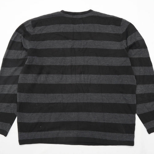 Marks & Spencer Mens Size 2XL Striped Grey Jumper