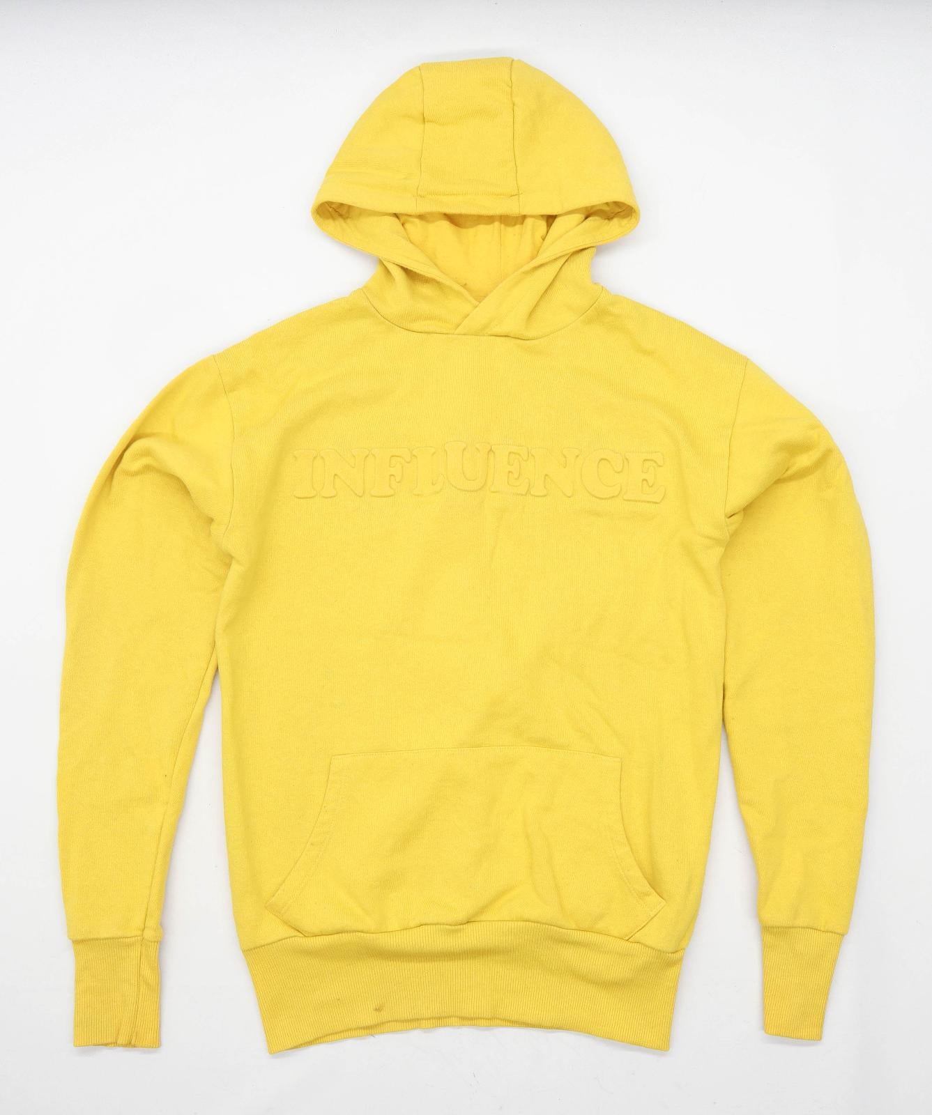 Primark Mens Size XS Cotton Blend Graphic Yellow Influence Hoodie