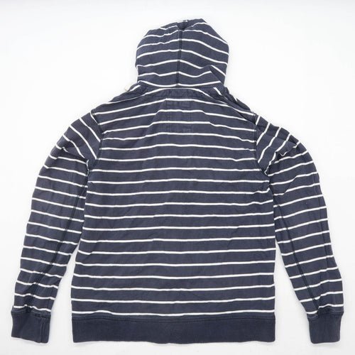 Fat Face Mens Size L Cotton Striped Blue Zip Hoodie
