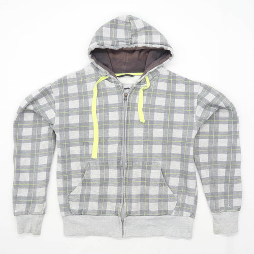 Cedarwood State Mens Size S Cotton Blend Check Grey Zip Hoodie