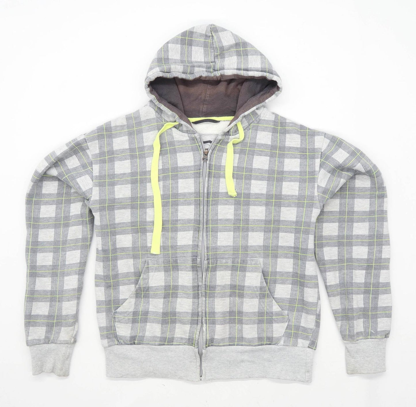 Cedarwood State Mens Size S Cotton Blend Check Grey Zip Hoodie