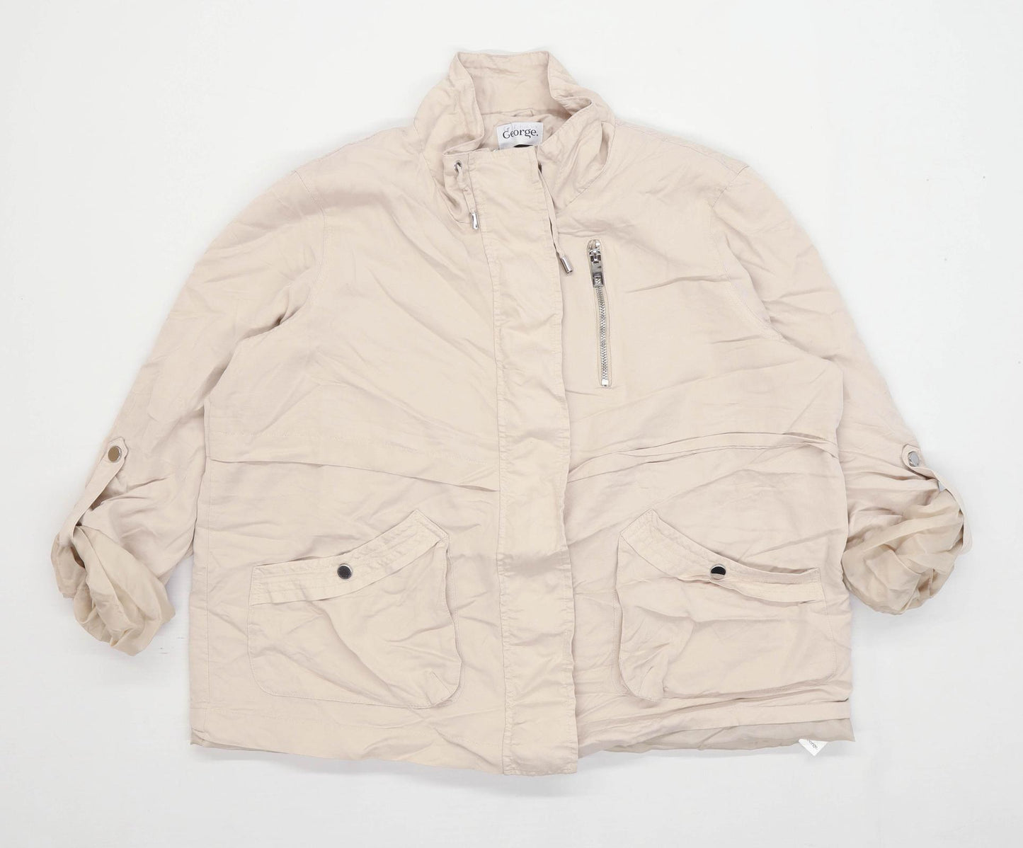 George Womens Size 18 Beige Zip Up Jacket