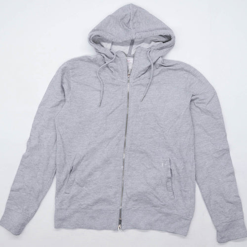 Zara Man Mens Size L Grey Zip Up Hoodie