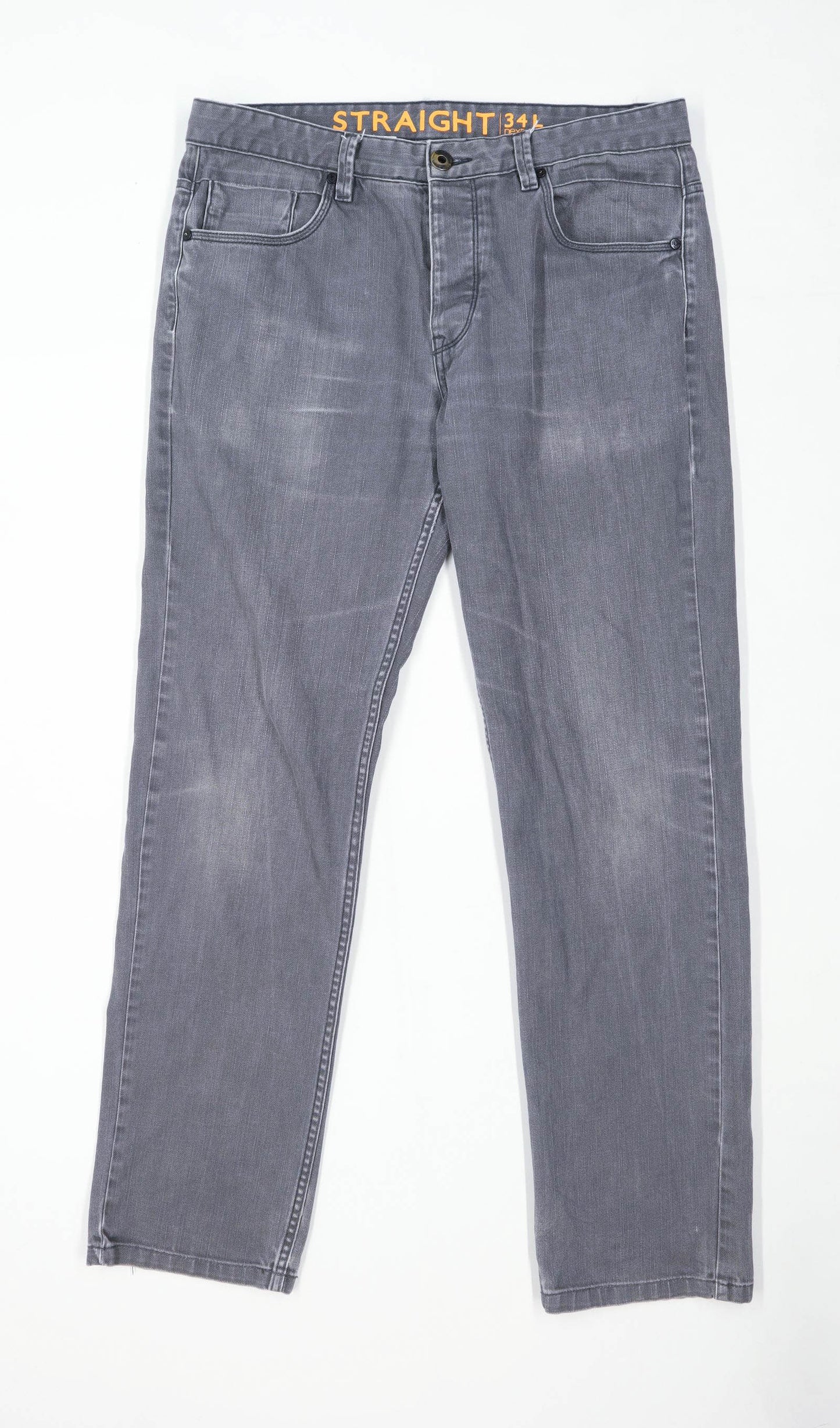 Next Mens Grey Straight Denim Jeans Size W34/L32