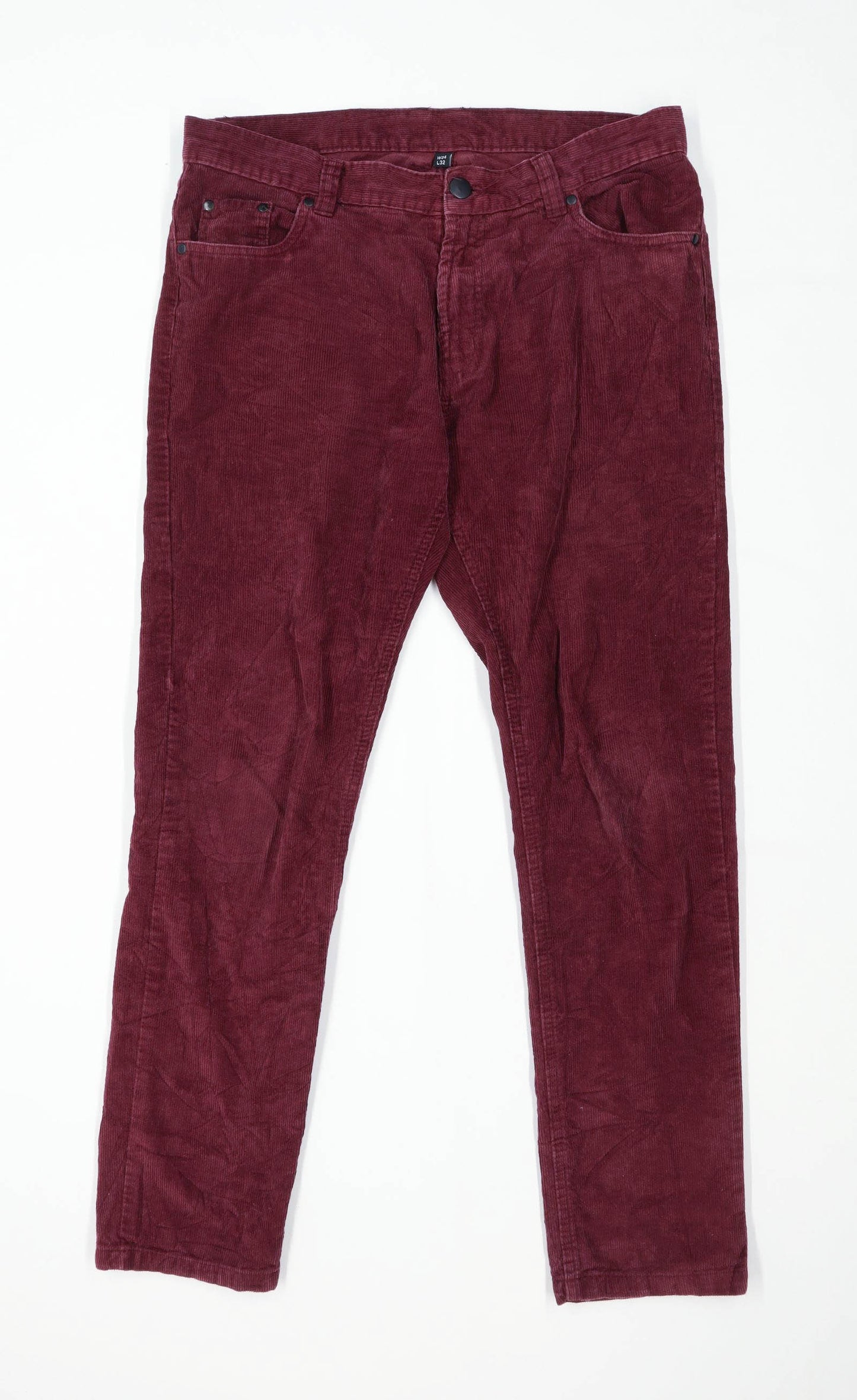 Primark Mens Textured Purple Corduroy Trousers Size W34/L30