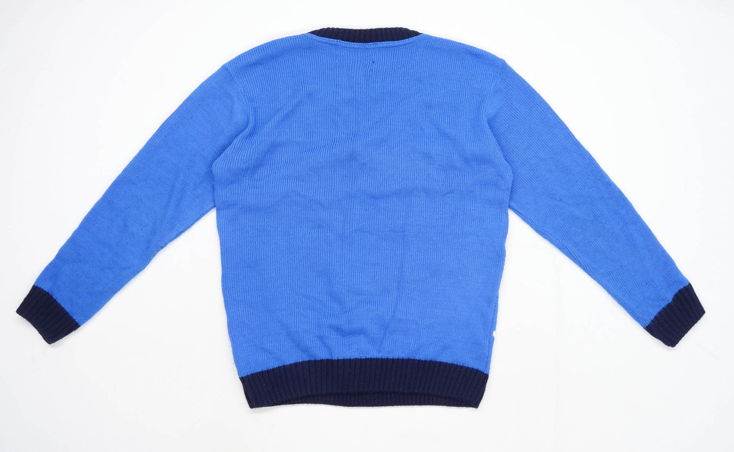 Preworn Mens Size M Textured Blue Christmas Jumper