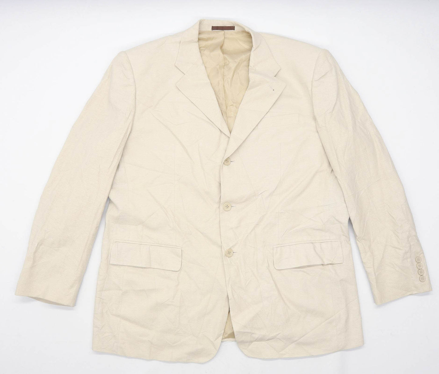 Butler & Webb Mens Linen Blend Beige Suit Jacket 44 Chest (Regular)