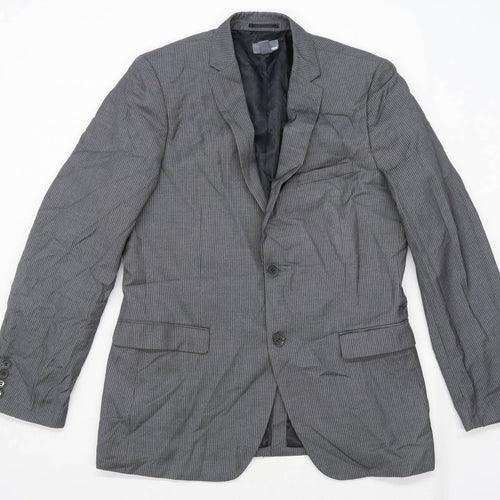 H&M Mens Striped Grey Suit Jacket 40 Chest (Regular)