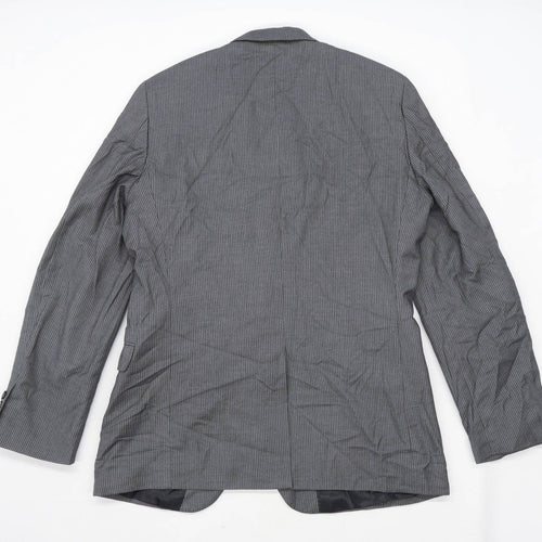 H&M Mens Striped Grey Suit Jacket 40 Chest (Regular)