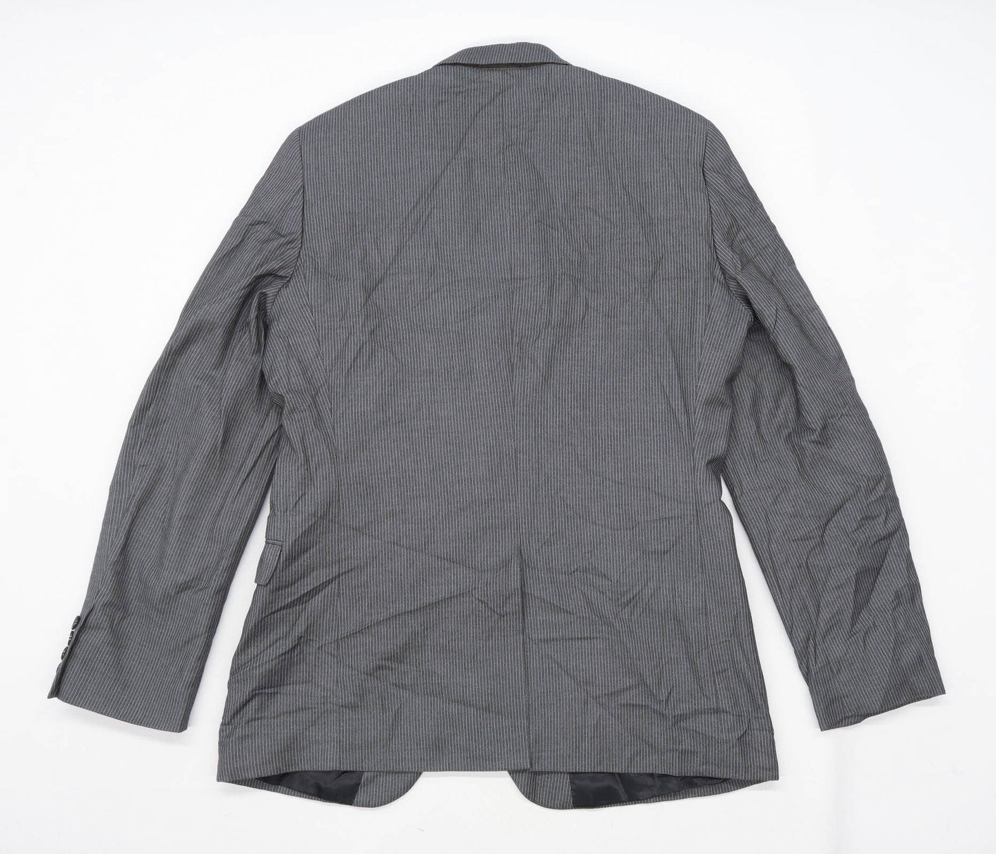 H&M Mens Striped Grey Suit Jacket 40 Chest (Regular)