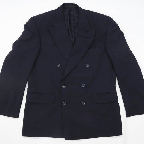 Debenhams Mens Wool Blend Blue Double Breasted Suit Jacket 40 Chest (Regular)