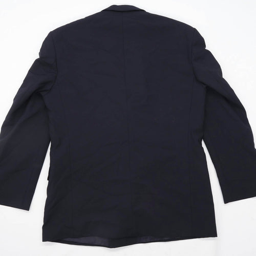 Debenhams Mens Wool Blend Blue Double Breasted Suit Jacket 40 Chest (Regular)