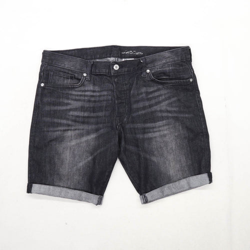 H&M Mens Black Denim Shorts Size W34/L8