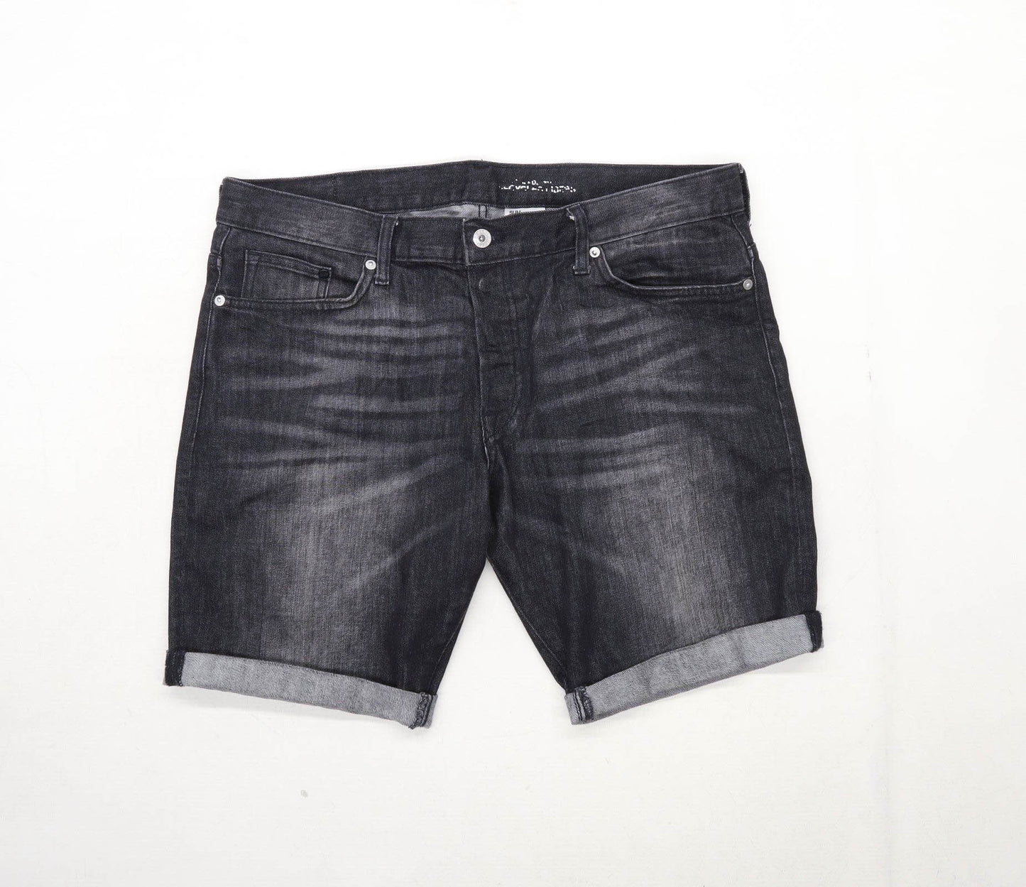 H&M Mens Black Denim Shorts Size W34/L8