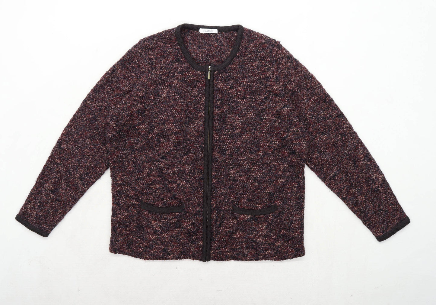 Marks & Spencer Womens Size 16 Brown Zip Up Cardigan (Regular)