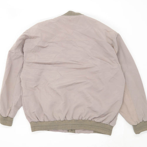 Fusinan Mens Size L Geometric Brown Bomber Jacket