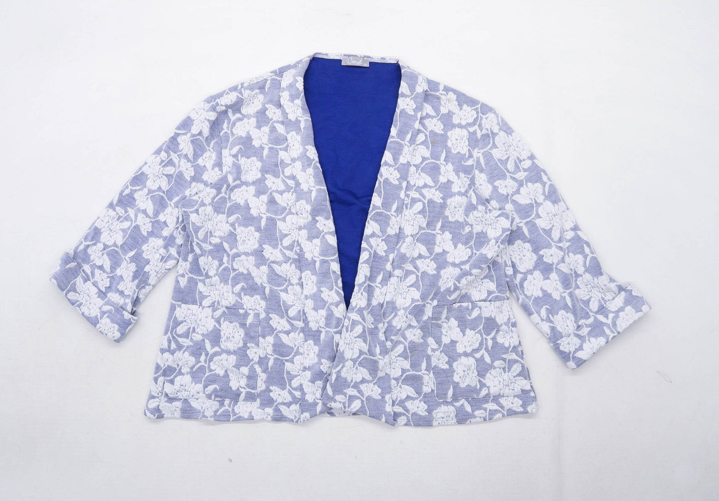 Cmd Womens Size 18 Floral Elastane Blend Blue Blazer (Regular)