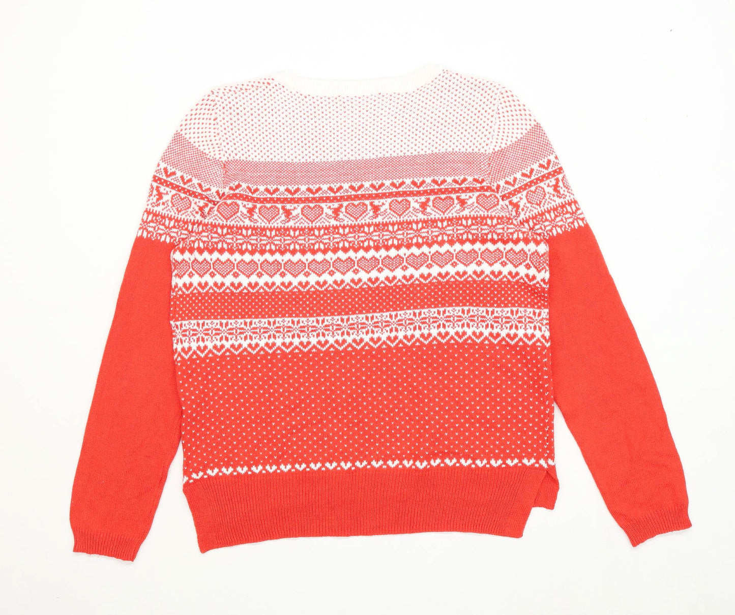 TU Womens Size 16 Geometric Cotton Blend Red Jumper (Regular)