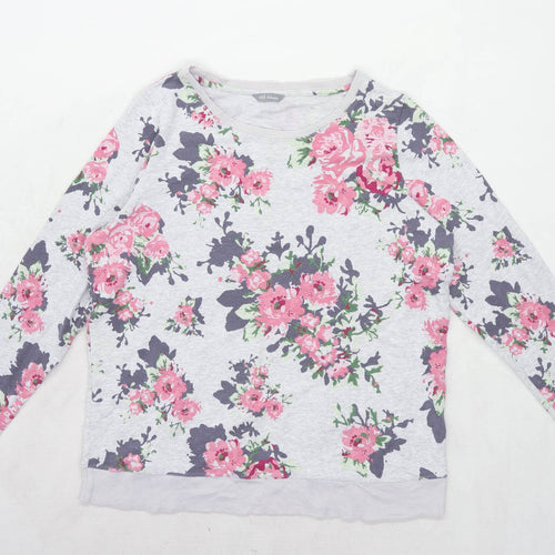 Marks & Spencer Womens Size 16 Floral Cotton Grey Sweatshirt (Regular)