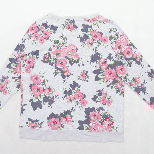 Marks & Spencer Womens Size 16 Floral Cotton Grey Sweatshirt (Regular)