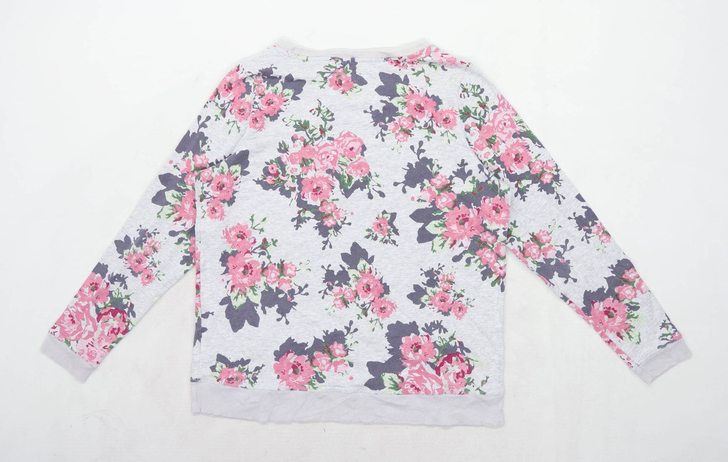 Marks & Spencer Womens Size 16 Floral Cotton Grey Sweatshirt (Regular)
