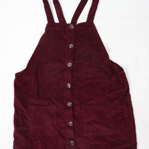 Pep & Co Womens Size 20 Corduroy Strappy Burgundy Pinafore Dress (Regular)