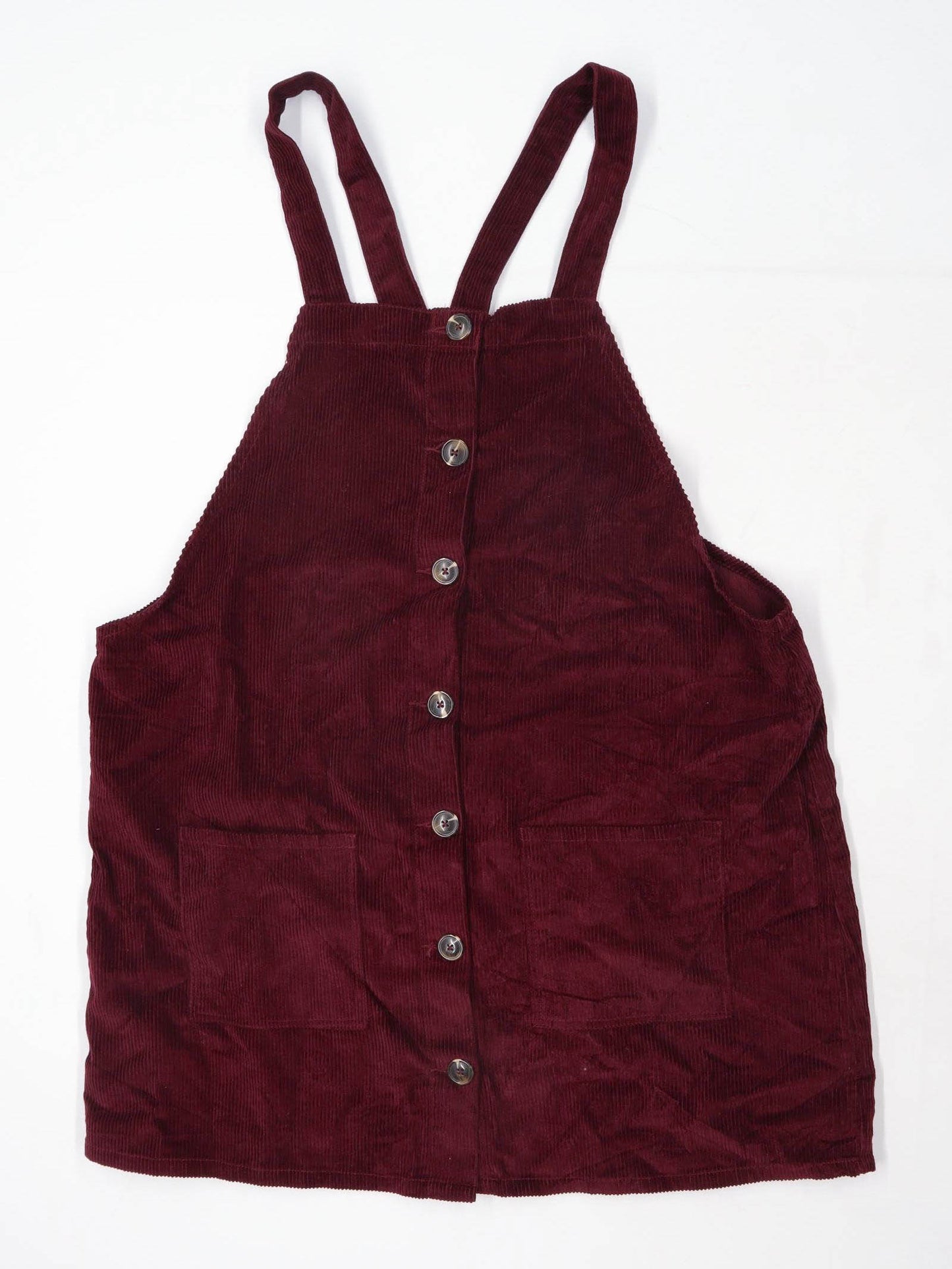 Pep & Co Womens Size 20 Corduroy Strappy Burgundy Pinafore Dress (Regular)