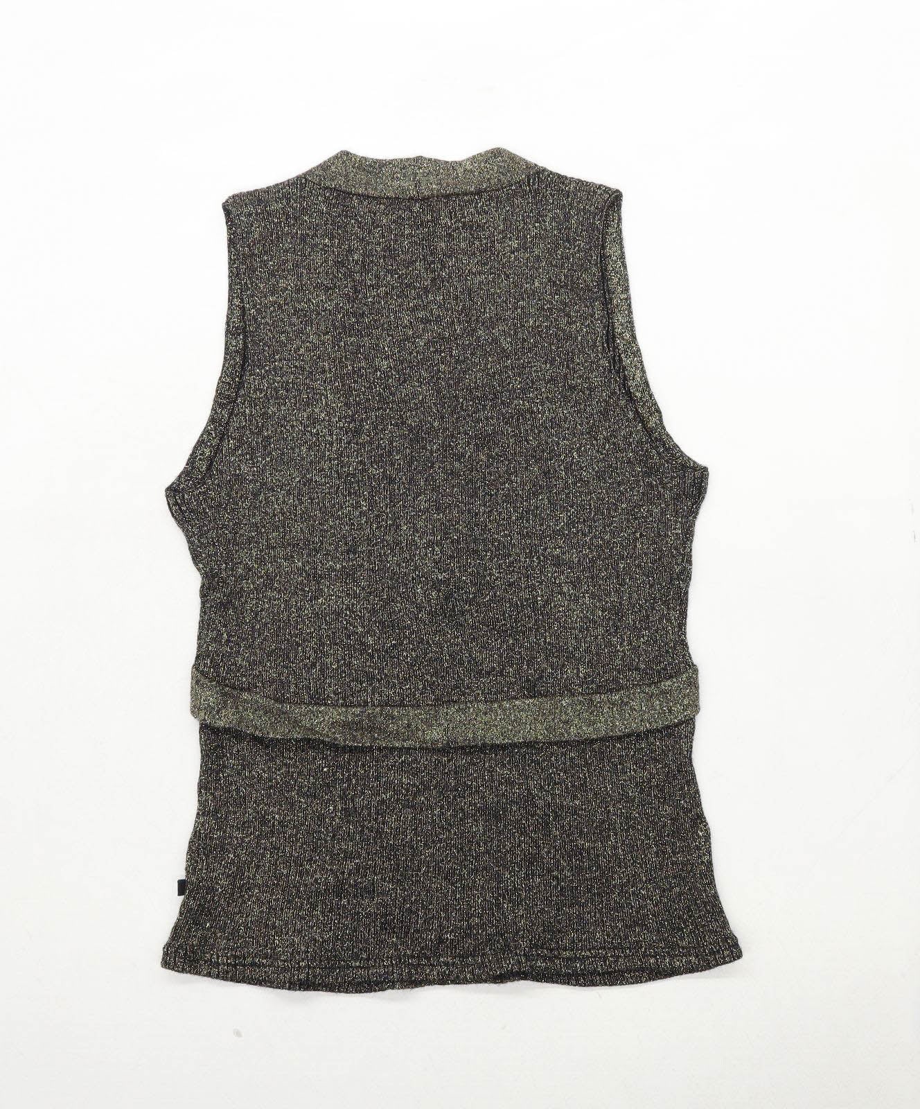 Full Circle Womens Size L Textured Wool Blend Gold Top (Regular)