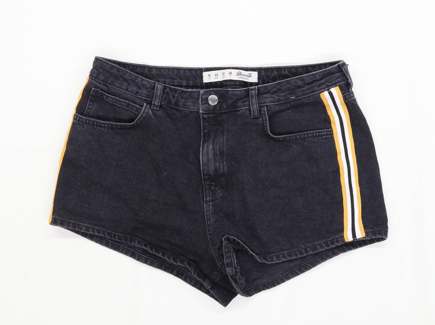 Womens Primark Black Denim Shorts Size 16/L2