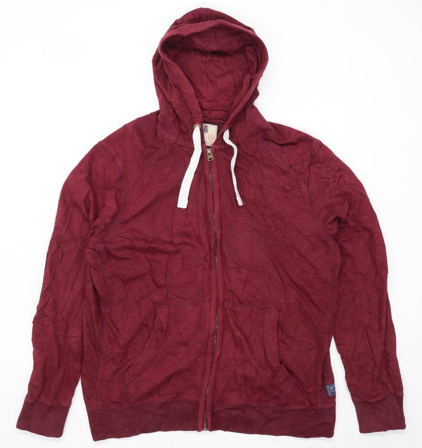 Marks & Spencer Mens Size XL Cotton Blend Burgundy Zip Up Hoodie