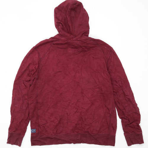 Marks & Spencer Mens Size XL Cotton Blend Burgundy Zip Up Hoodie