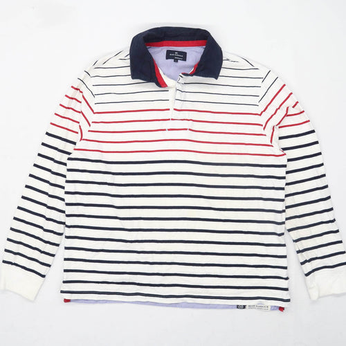 Blue Harbour Mens Size L Cotton Striped White Rugby Shirt