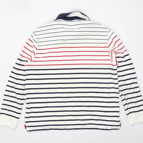 Blue Harbour Mens Size L Cotton Striped White Rugby Shirt