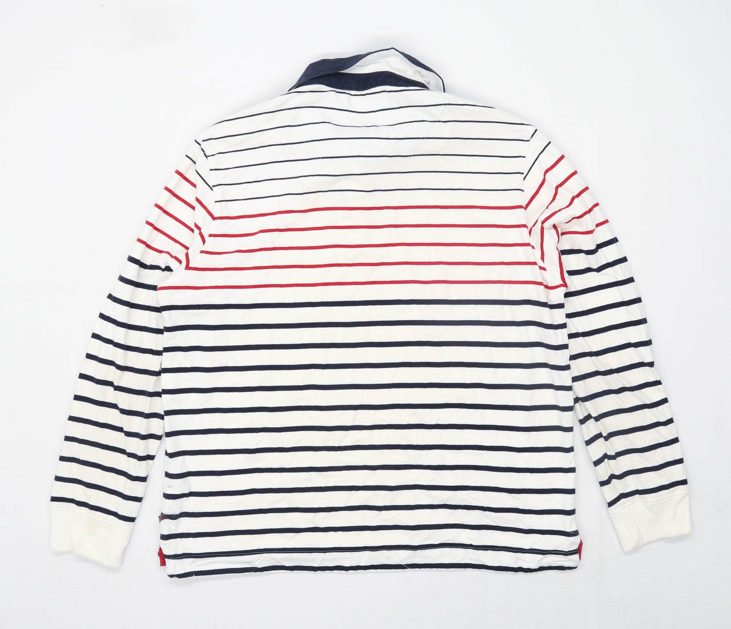 Blue Harbour Mens Size L Cotton Striped White Rugby Shirt