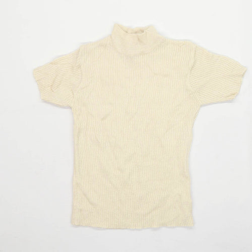 Bonmarche Womens Size L Textured Cream Ribbed Jumper (Regular)