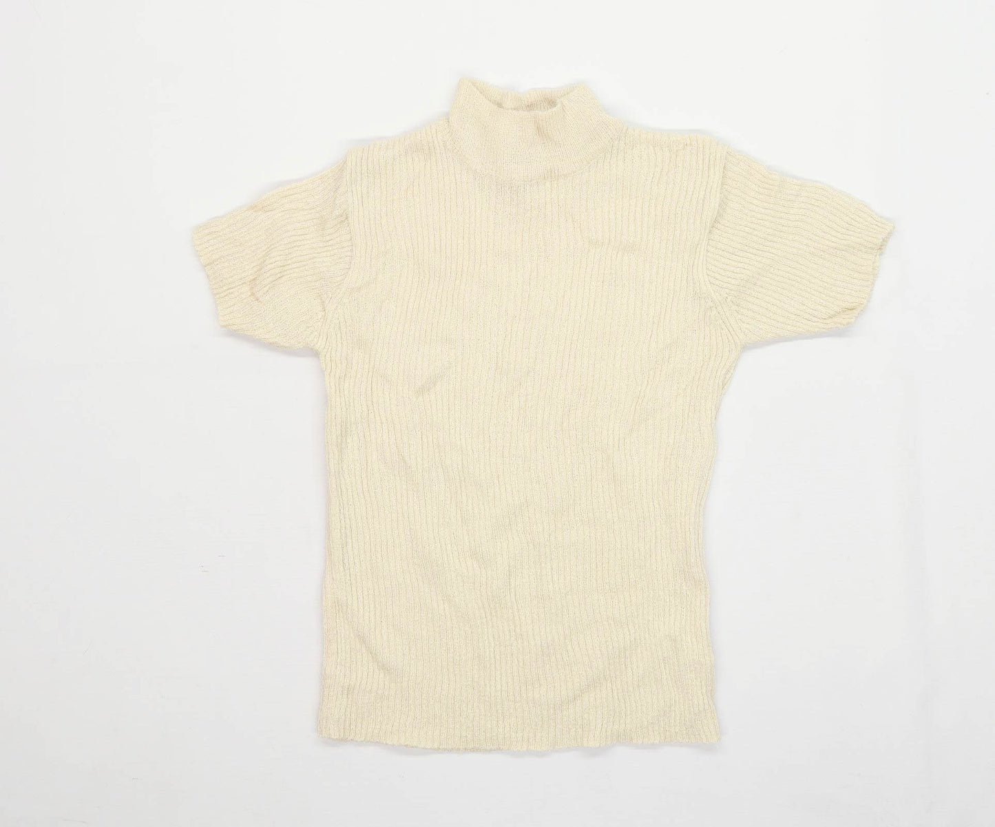 Bonmarche Womens Size L Textured Cream Ribbed Jumper (Regular)