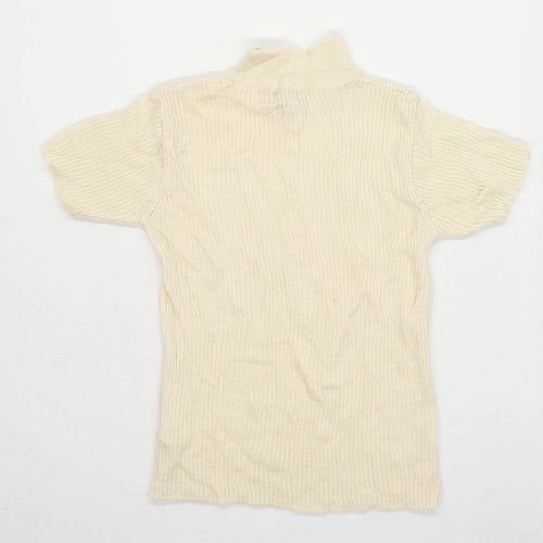 Bonmarche Womens Size L Textured Cream Ribbed Jumper (Regular)